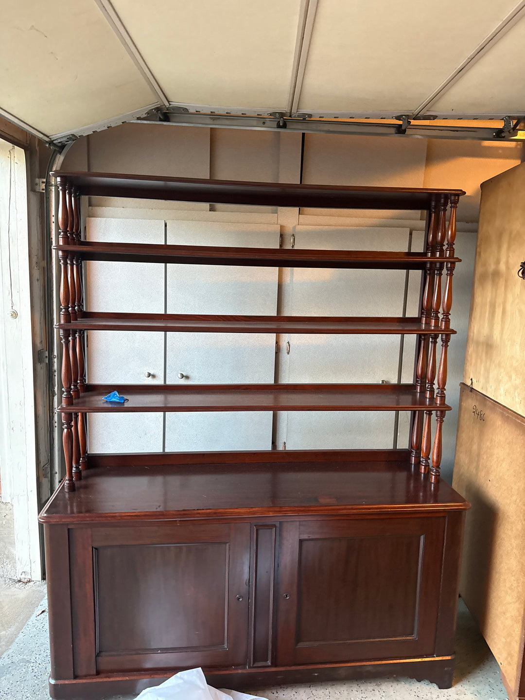 Vintage Solid Wood Hutch Cabinet with Open Shelving