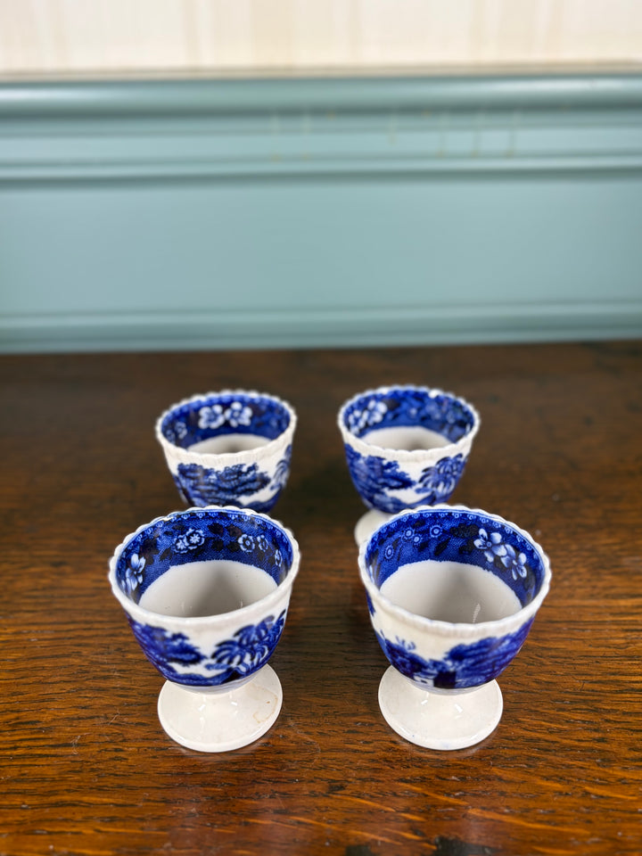 Set of 4 Vintage Spode Blue and White Egg Cups