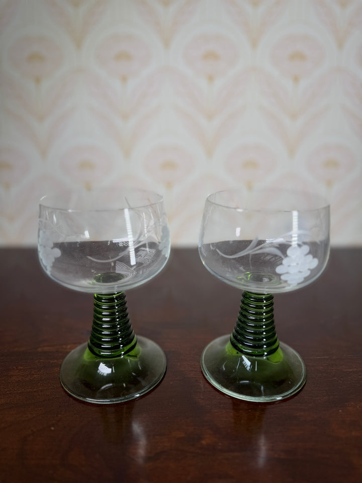 Set of 2 Green Glasses