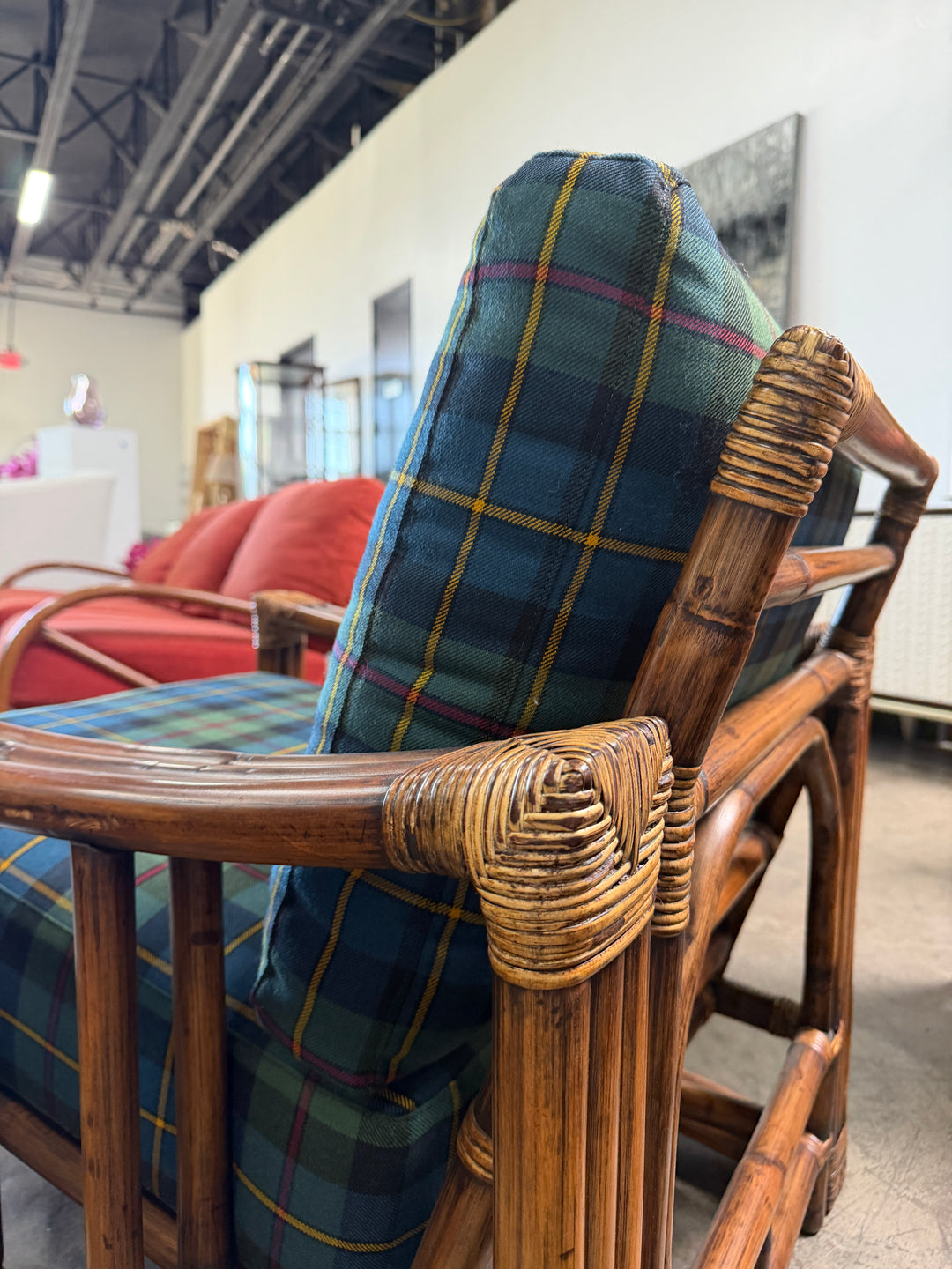 Set of 2 Vintage Bamboo and Rattan Chairs