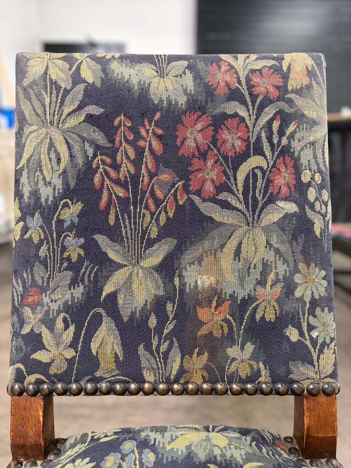 Pair of Barley Twist Dining Chairs with Tapestry Upholstery