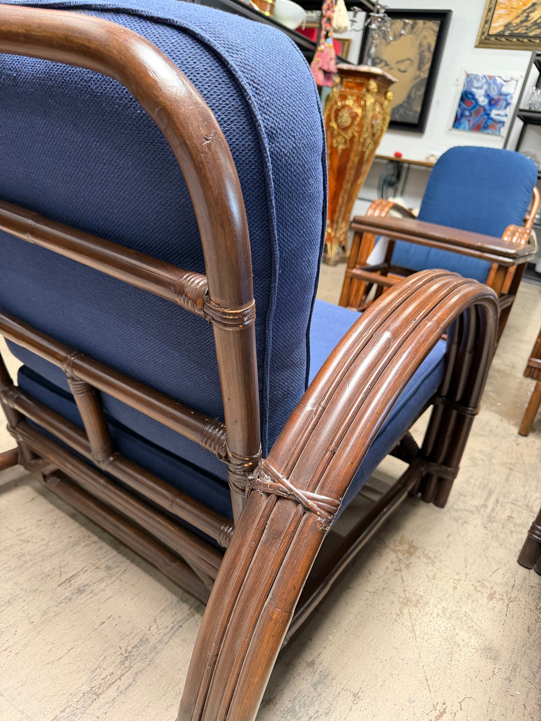 Set of 2 Vintage Bamboo and Rattan Armchair