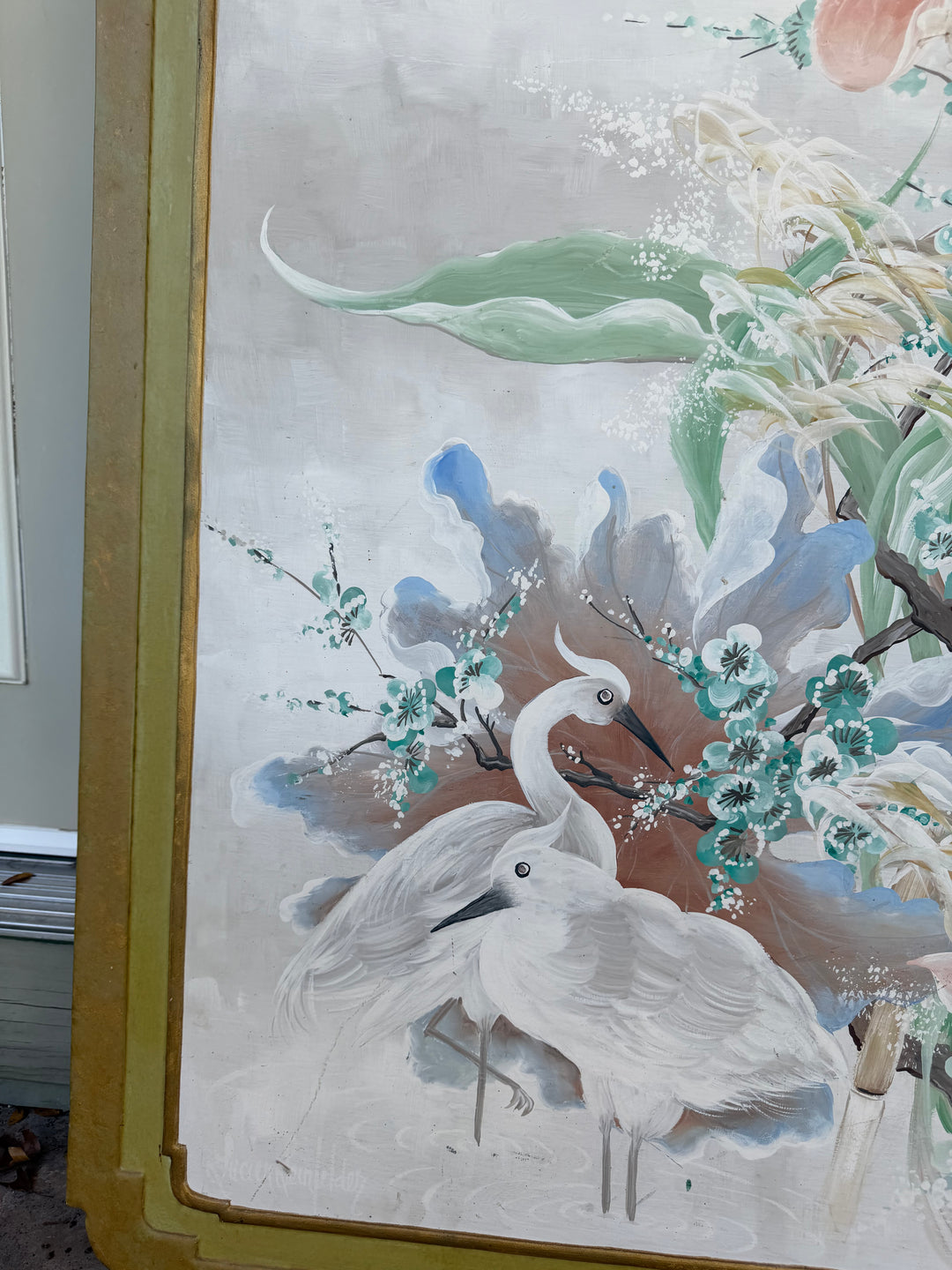 Painted Screen by Lucien Lienfelder, Signed