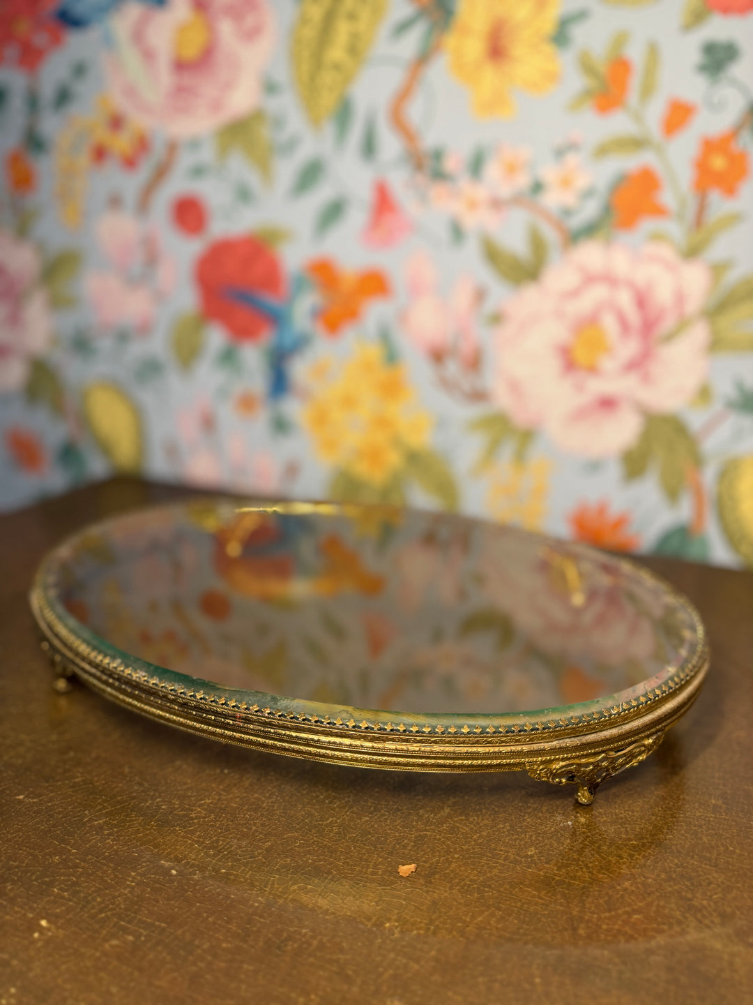 Glass Mirrored Vanity Tray