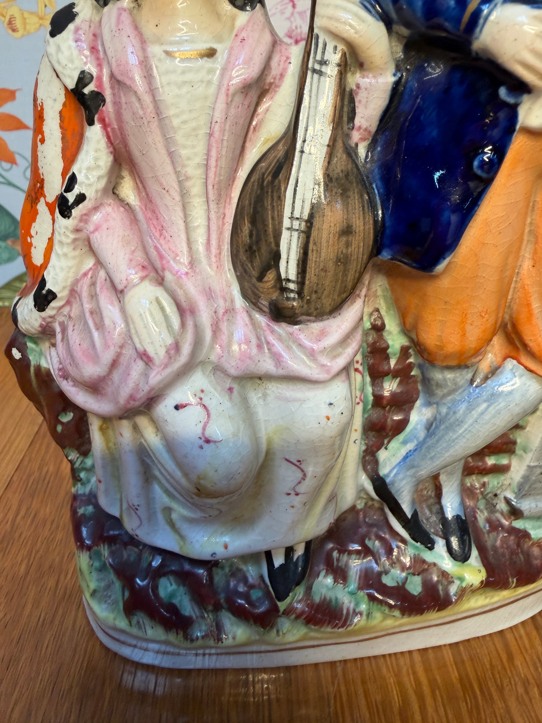 Antique Staffordshire Musicians Lady and Man