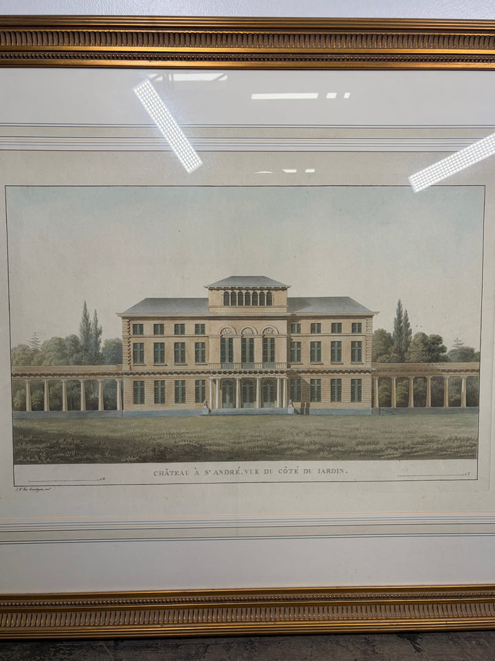 Framed Architectural Print – Château à St. André, Vue du Côté du Jardin