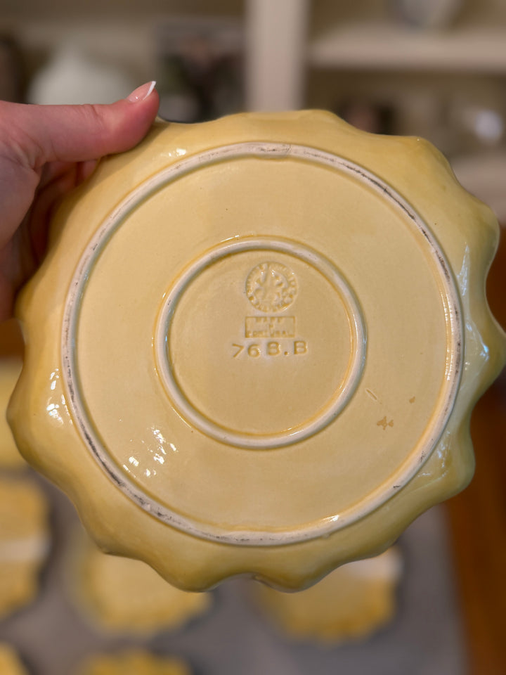 Vintage Bordallo Pinheiro Yellow Cabbage Salad Plates (Set of 10)