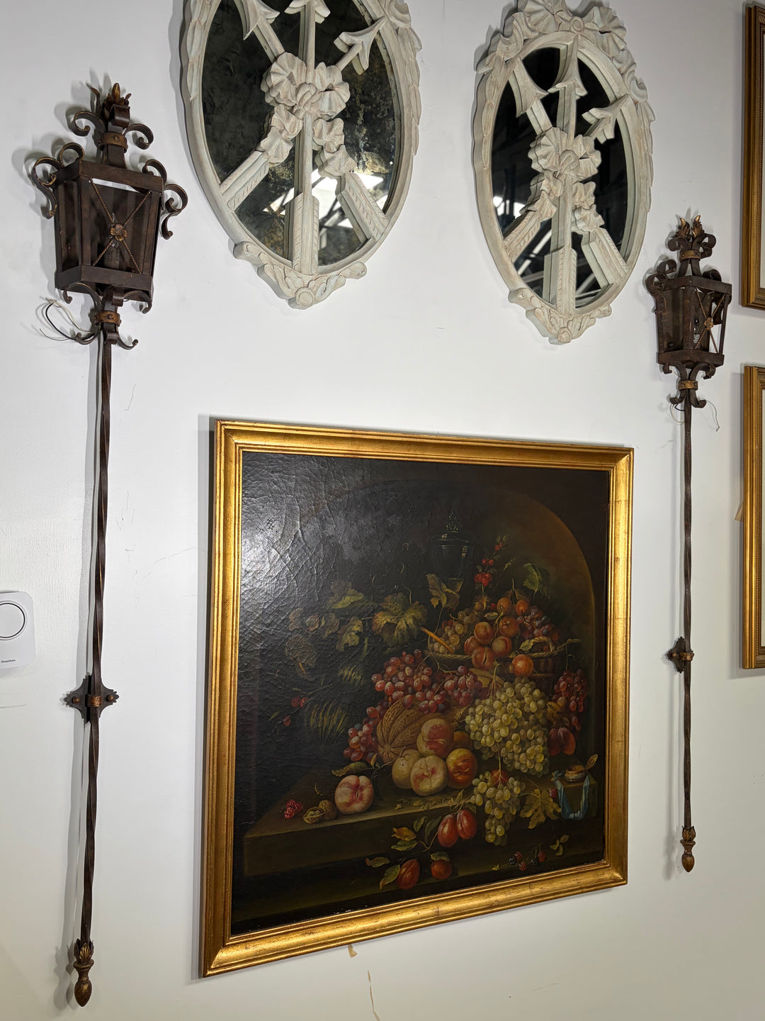 Pair of Tall Wrought Iron Floor Torchère Lanterns