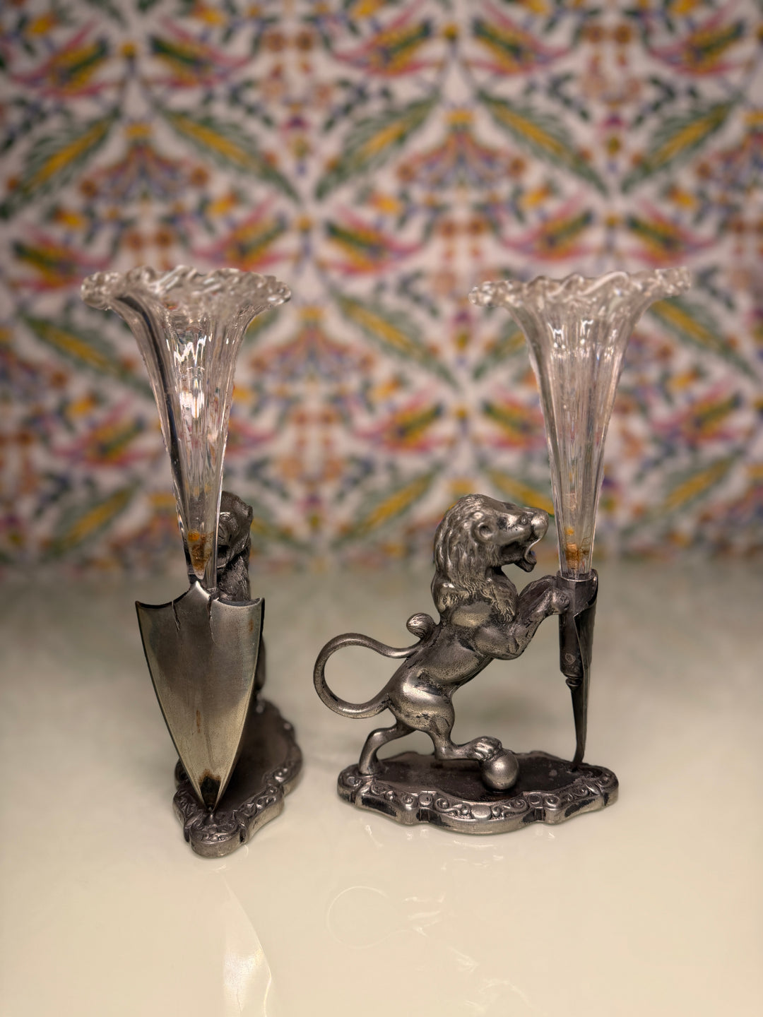 Two Victorian Silver Plated Bud Vases