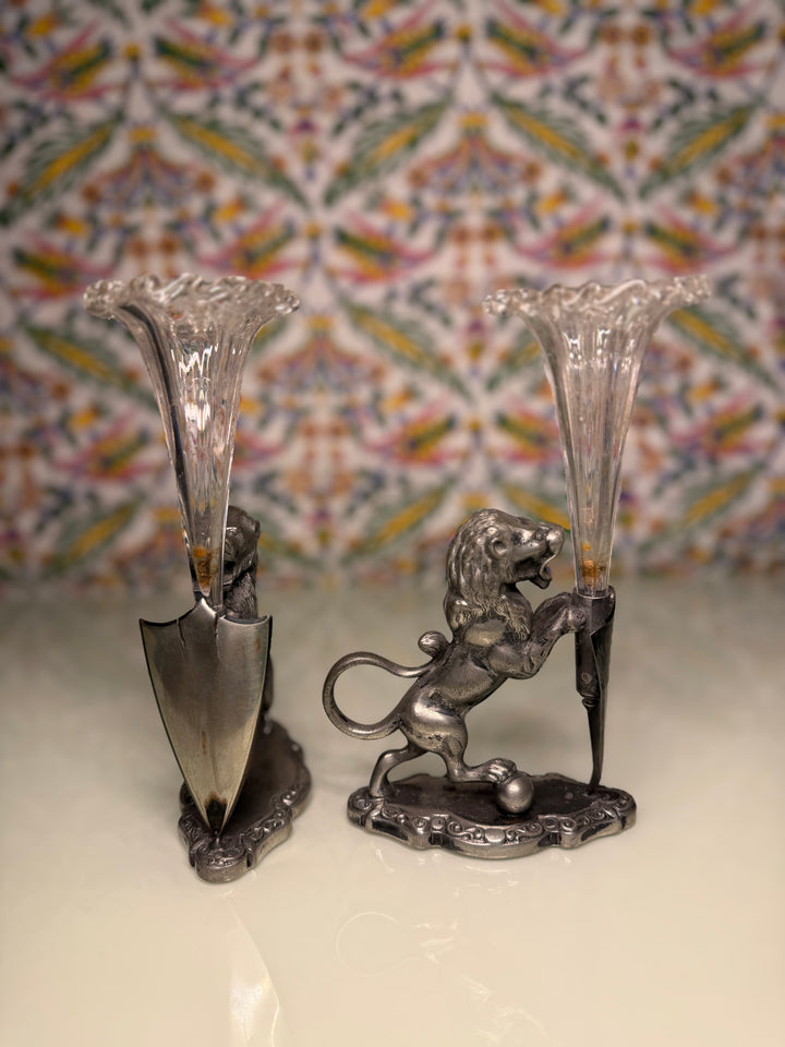 Two Victorian Silver Plated Bud Vases