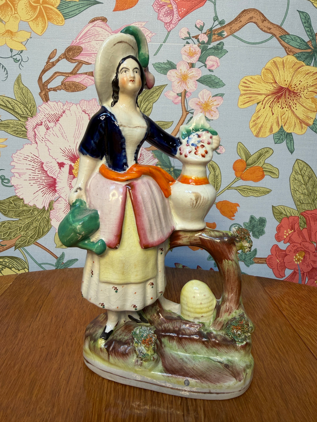 Antique Staffordshire Lady with Flowers