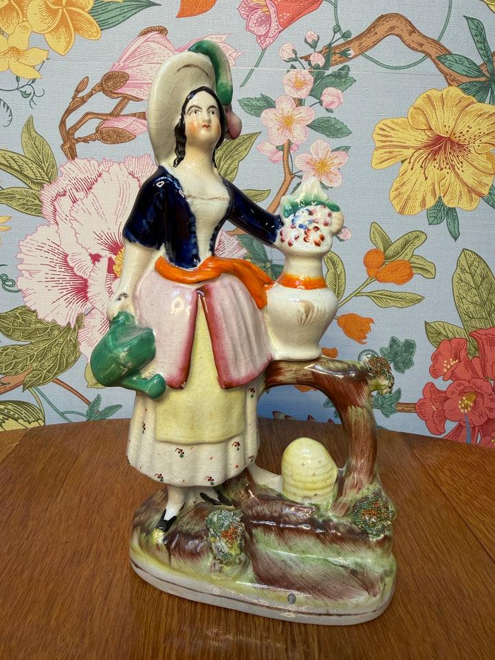 Antique Staffordshire Lady with Flowers