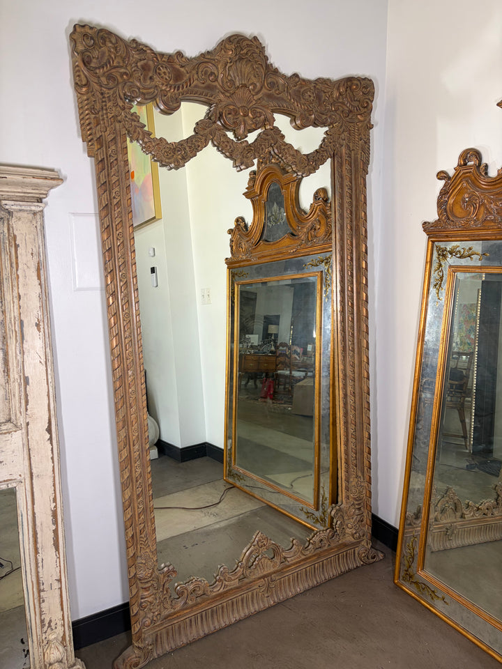 Large Ornately Carved Wood Wall Mirror