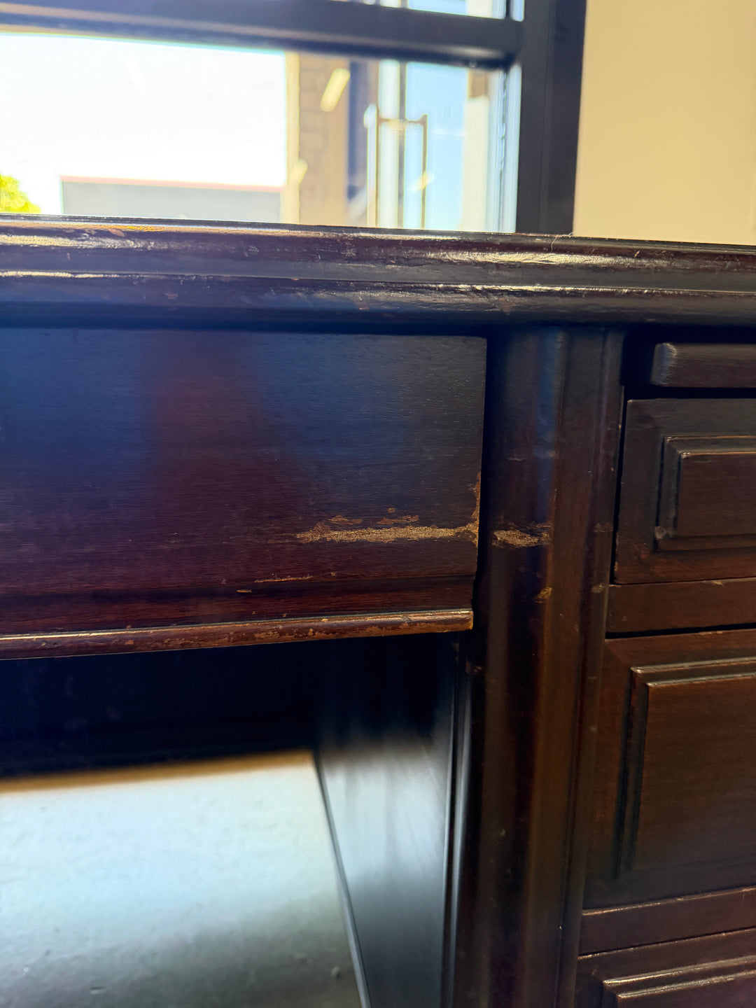Vintage Rucker Fuller Wooden Desk (Scratches on top)
