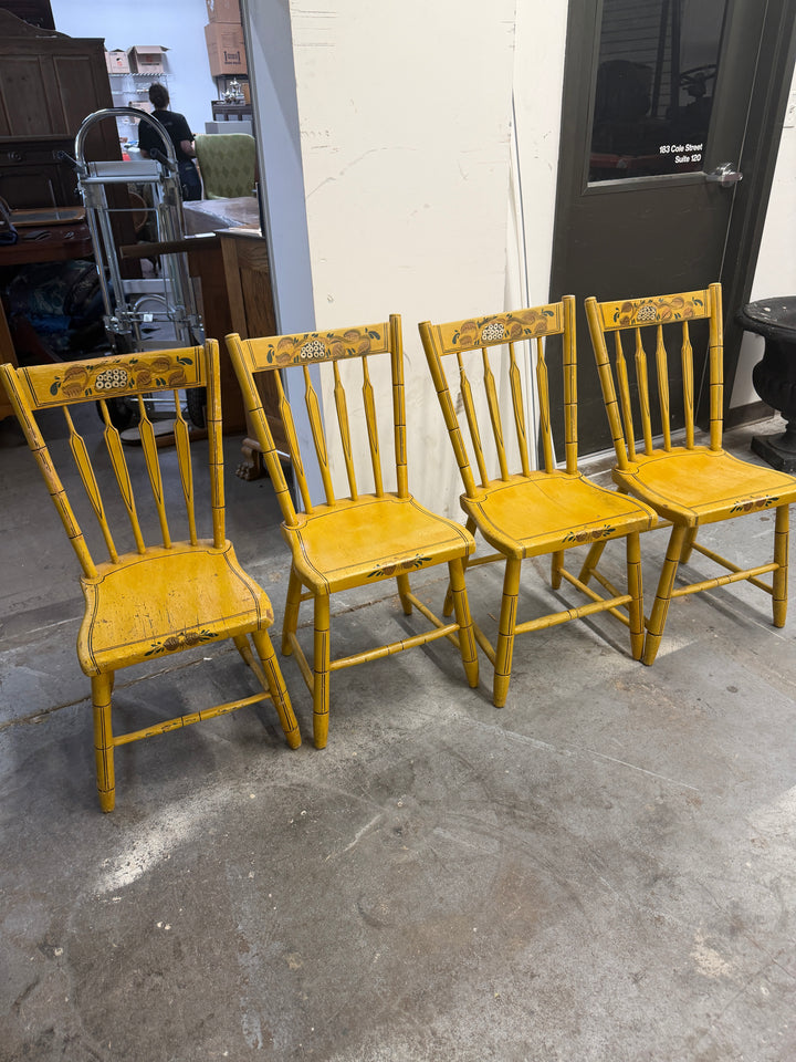 Set of 4 Vintage Wooden Hand Painted Chairs