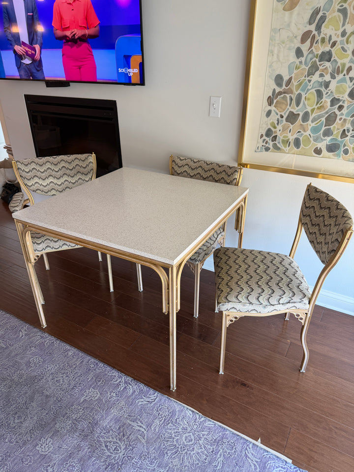 Mid-Century Card Table with Four Chairs
