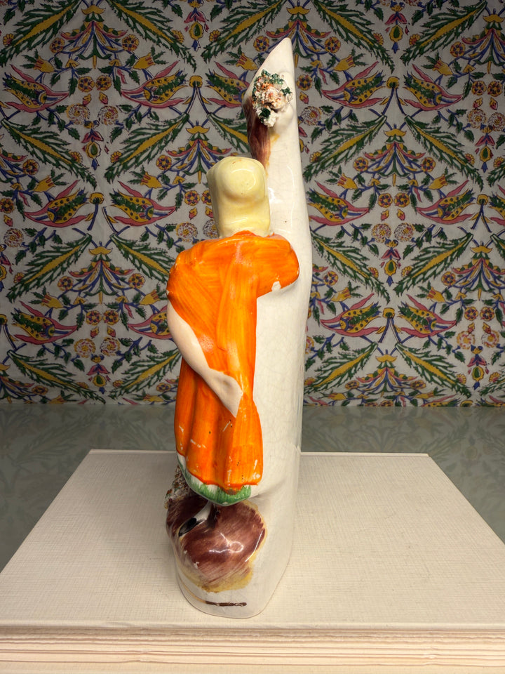 Staffordshire Pottery Figural Spill Vase with Two Figures
