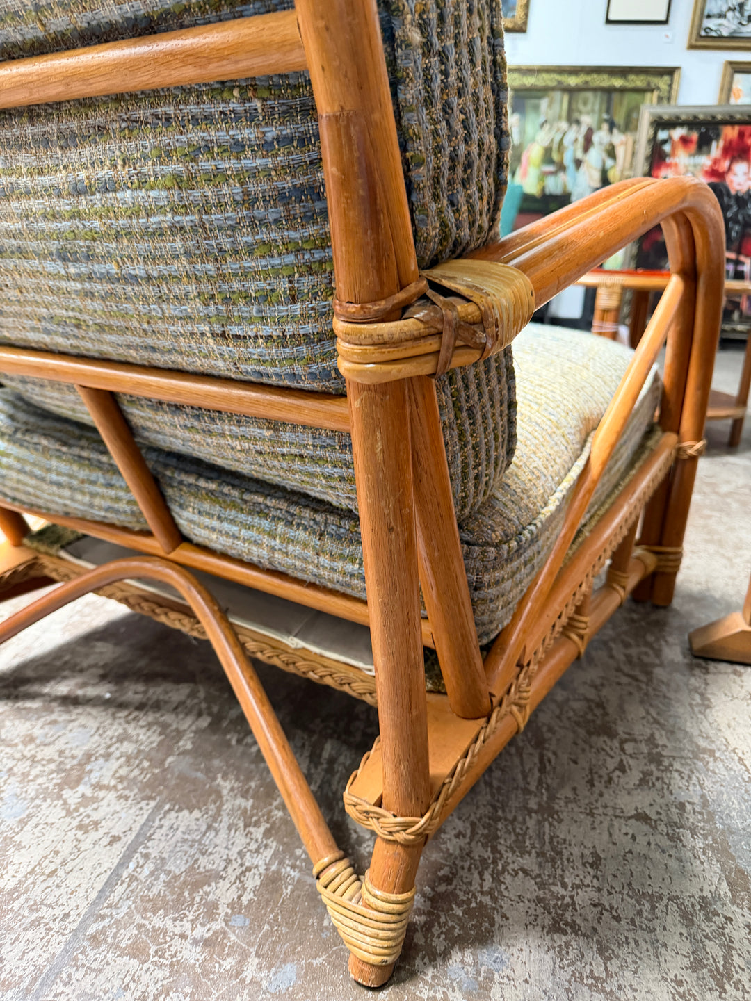 Set of 2 Vintage Braided Rattan and Bamboo Chairs