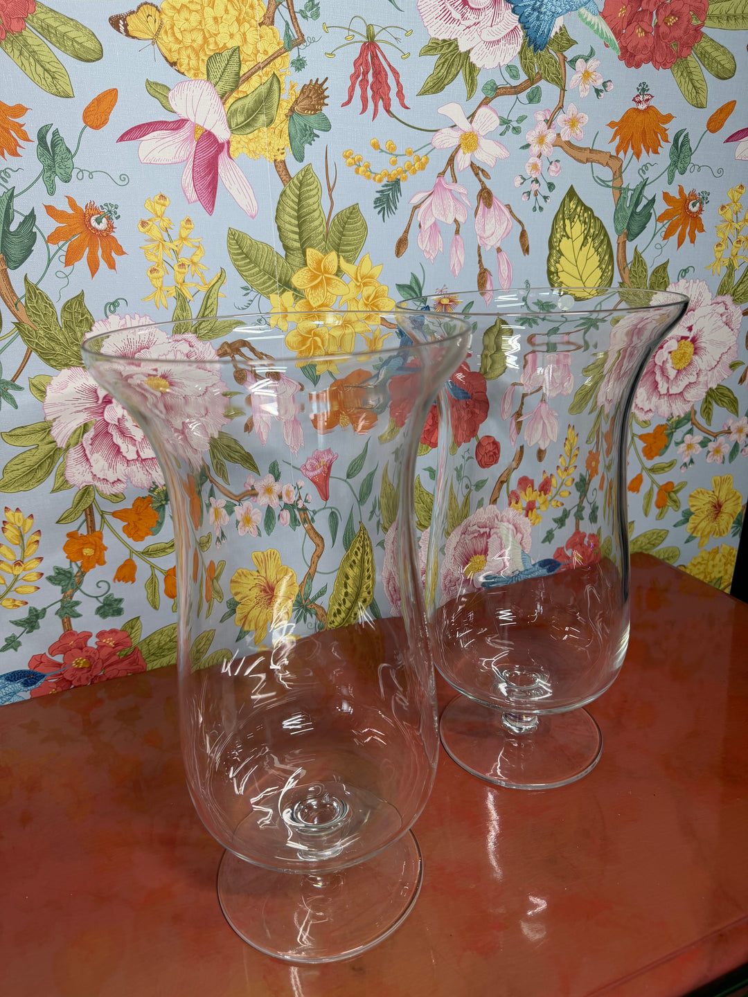 Vintage Tiffany & Co Large Hurricane Vases - Set of 2