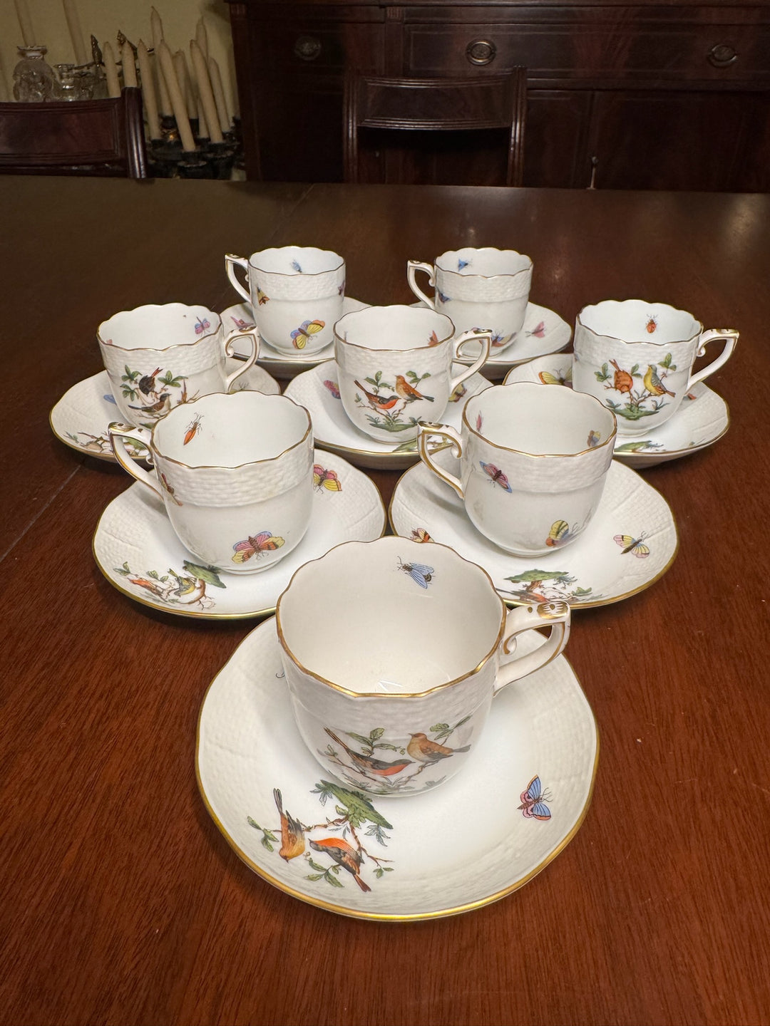 8 Herend Rothschild Dessert Tea Cups (#709)