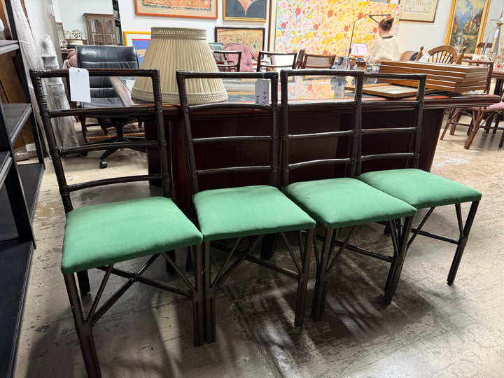 Set of 4 Vintage Dark Bamboo Chairs