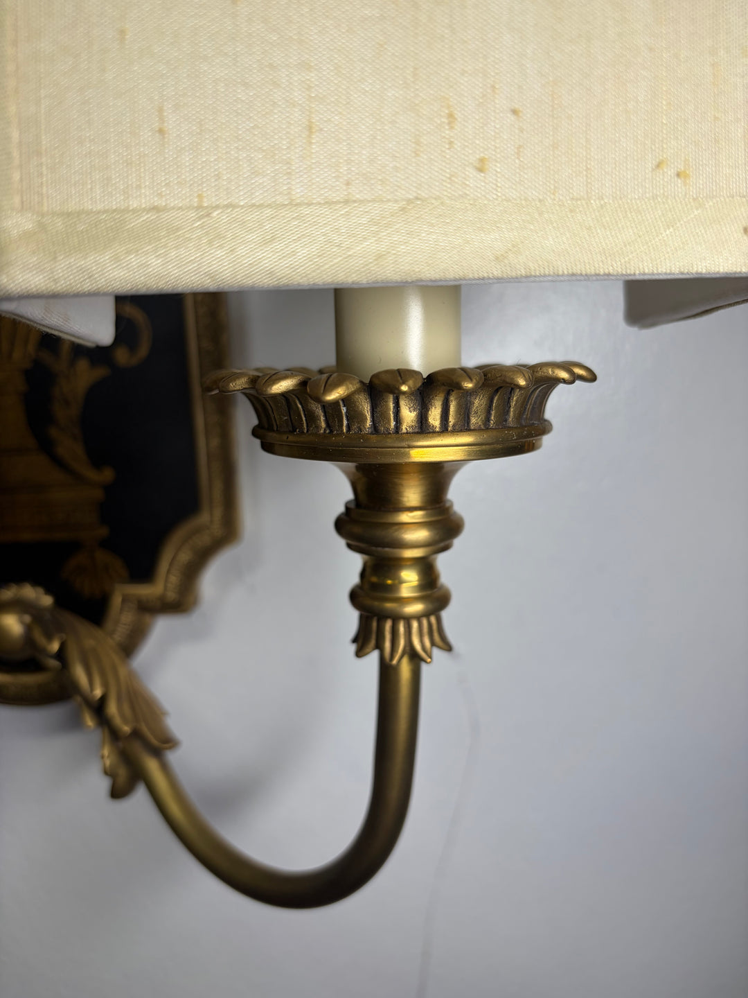 Pair of Antiqued Brass Two-Light Wall Sconces in Original Box