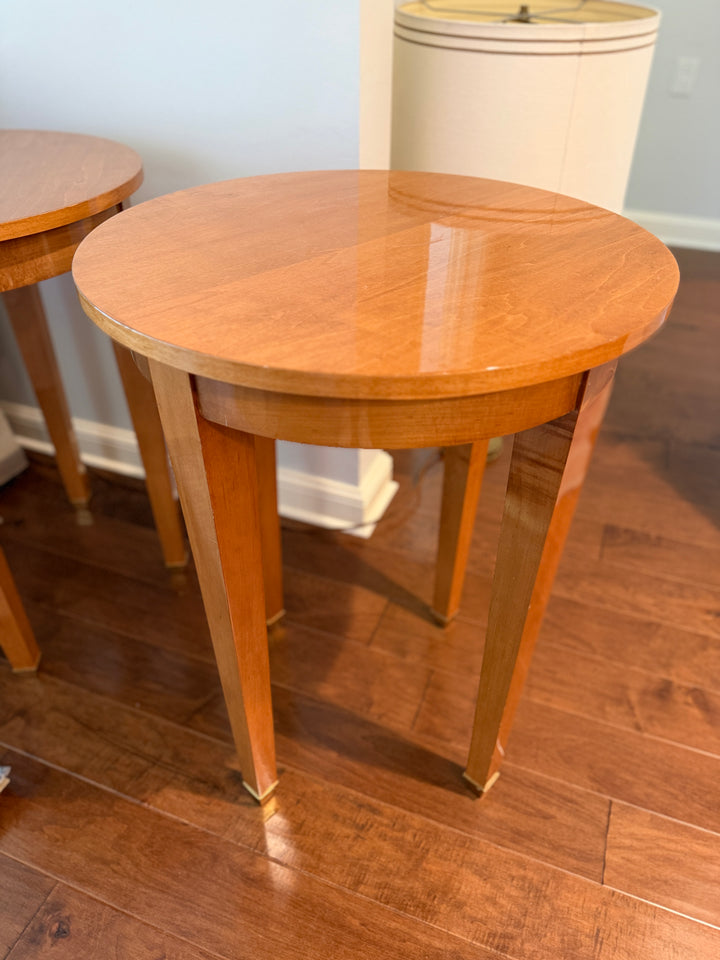 Pair of Round Cherrywood Side Tables