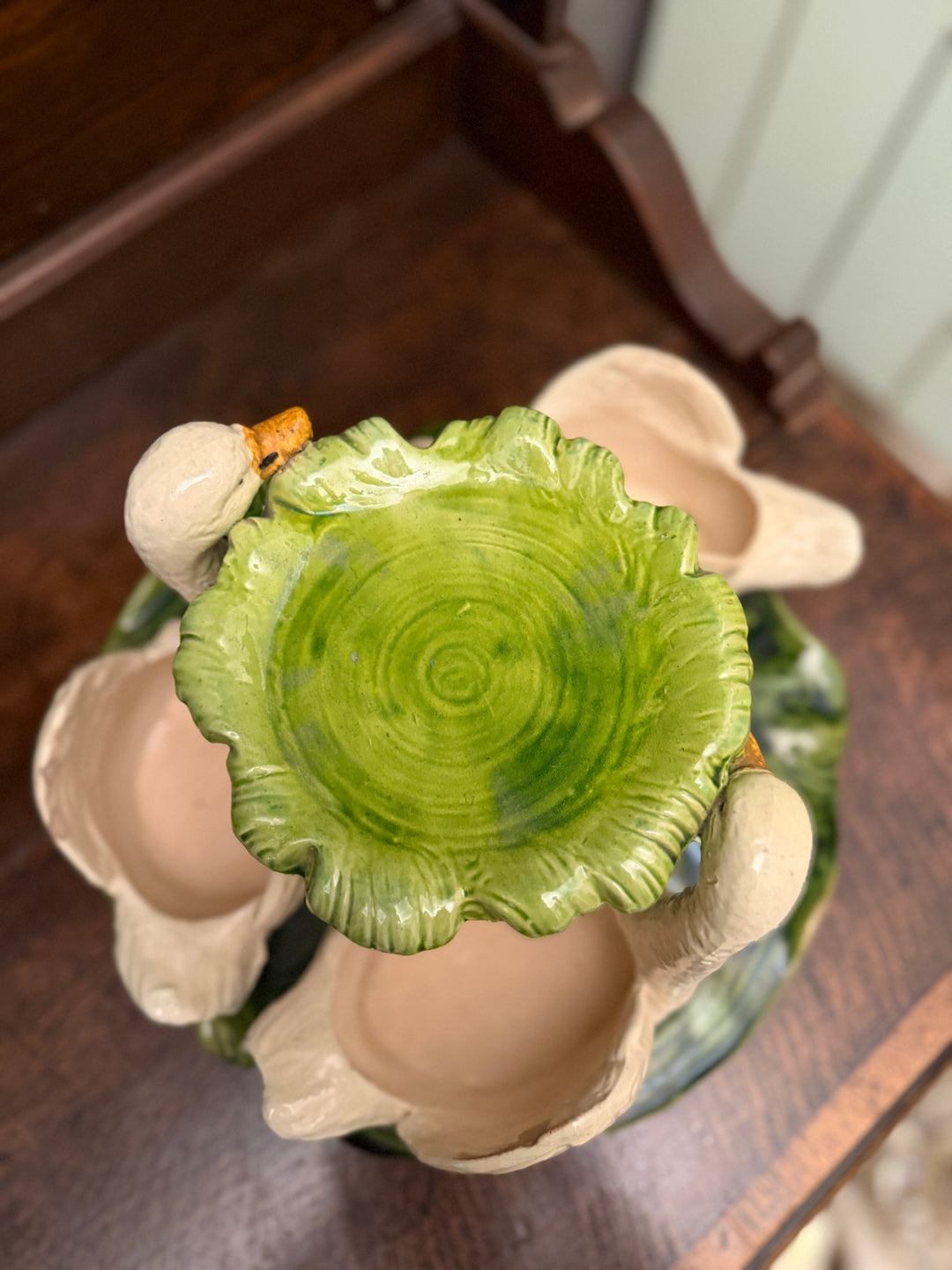 English Victorian Figural Majolica Flower Stand by Bretby, & Mark