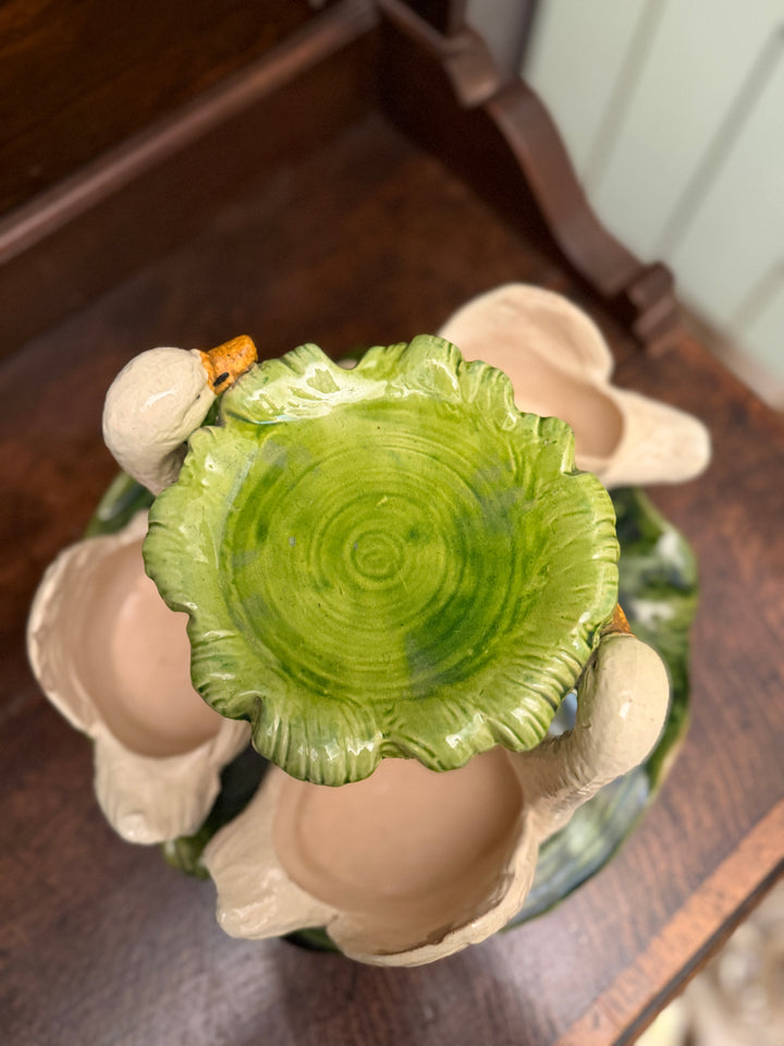 English Victorian Figural Majolica Flower Stand by Bretby, & Mark