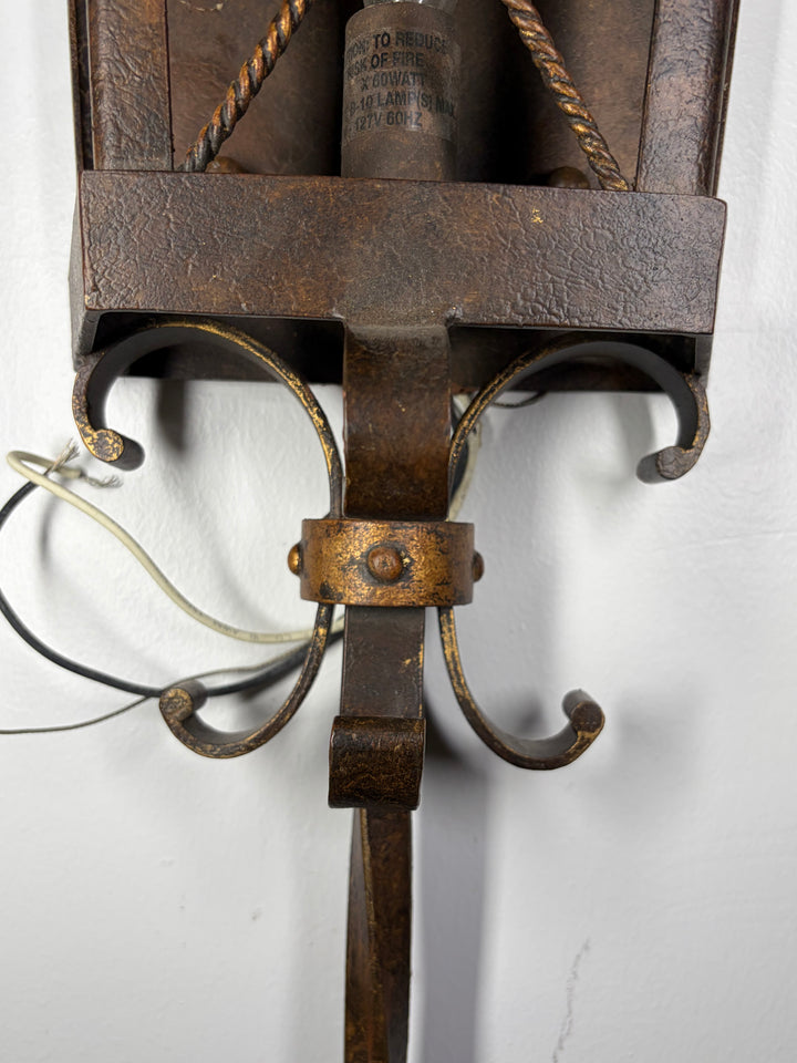 Pair of Tall Wrought Iron Floor Torchère Lanterns