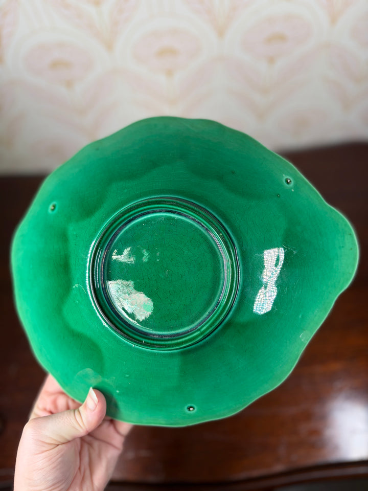 Green Majolica Bread Platter