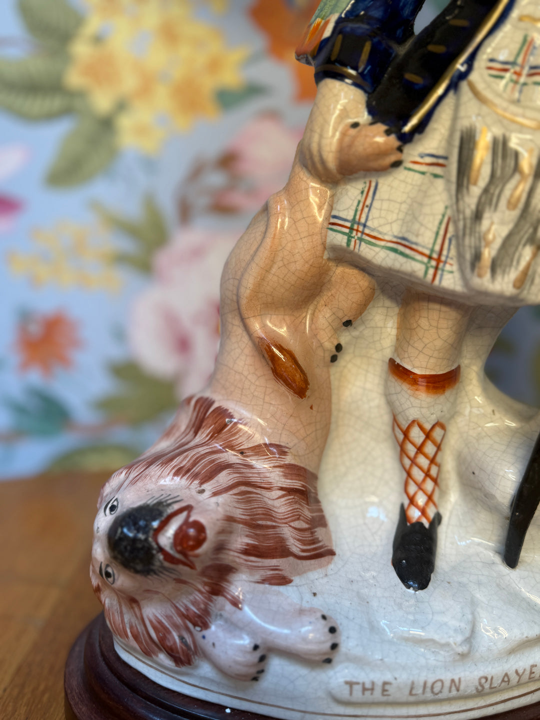 The Lion Slayer Staffordshire Lamp