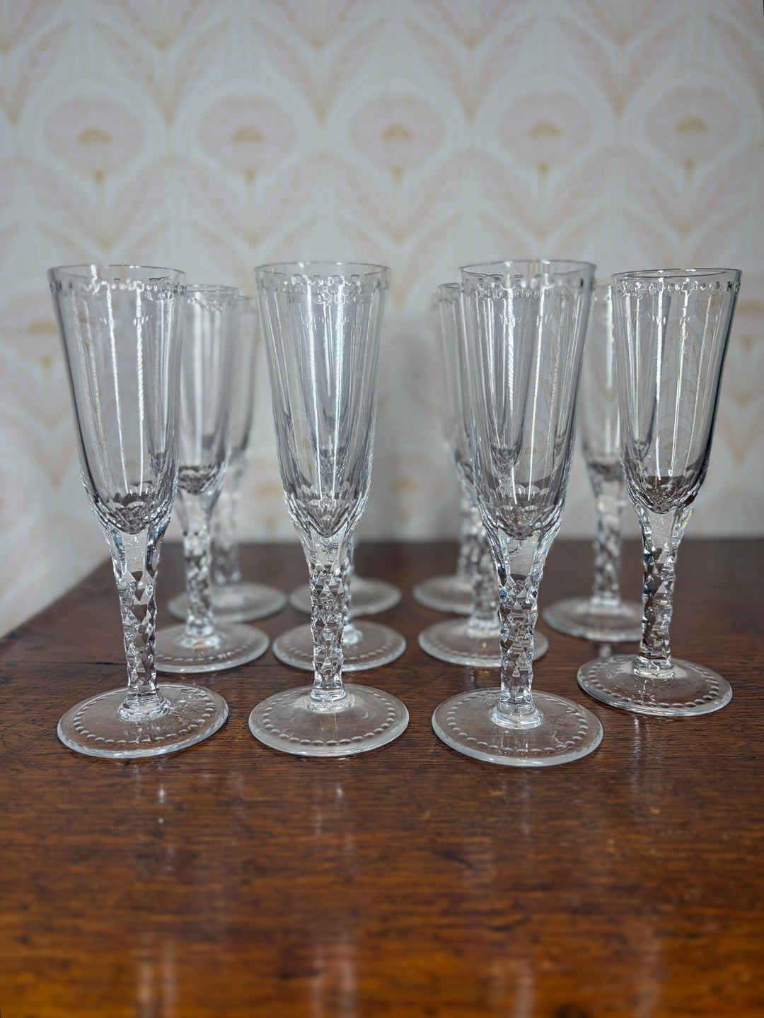 Set of 11 William Yeoward Champagne Flutes