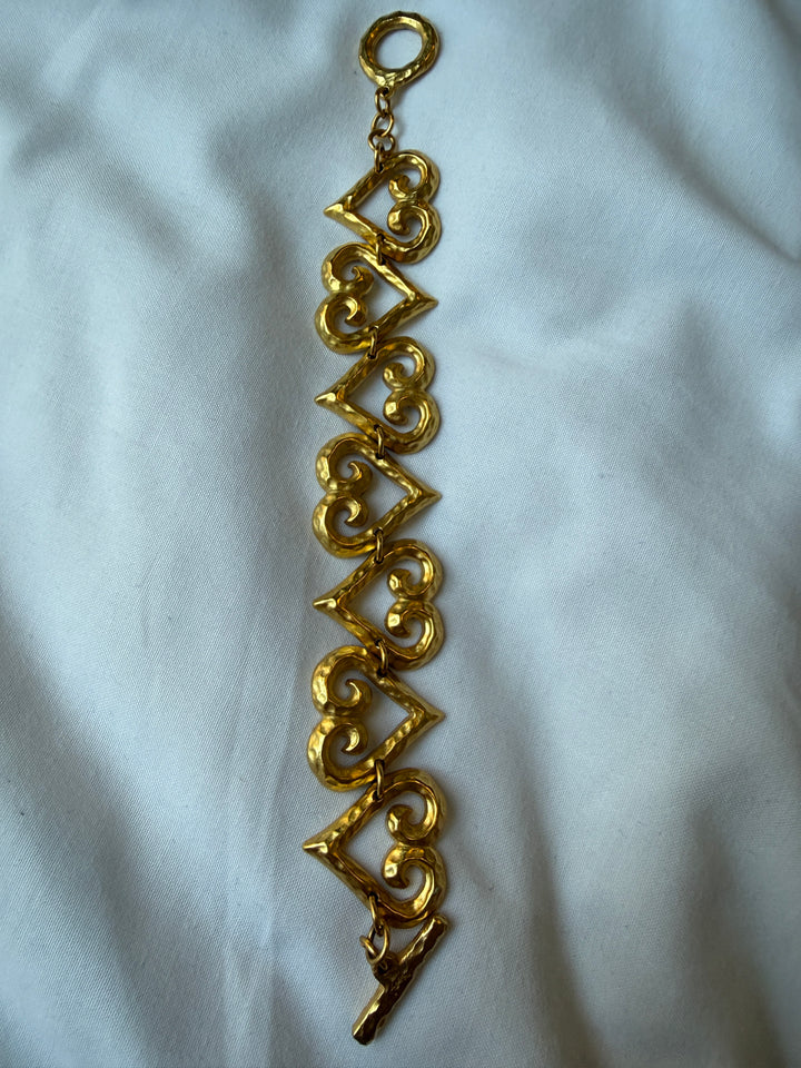 YSL Vintage Hammered Heart Bracelet