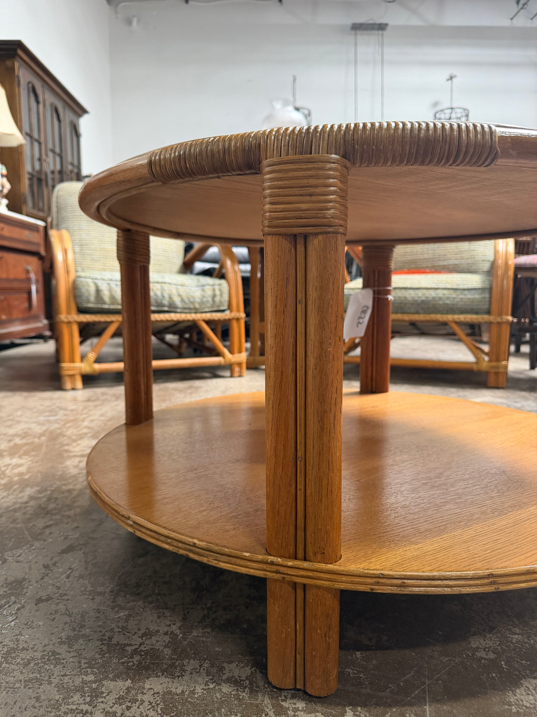 Vintage Circle Bamboo Table