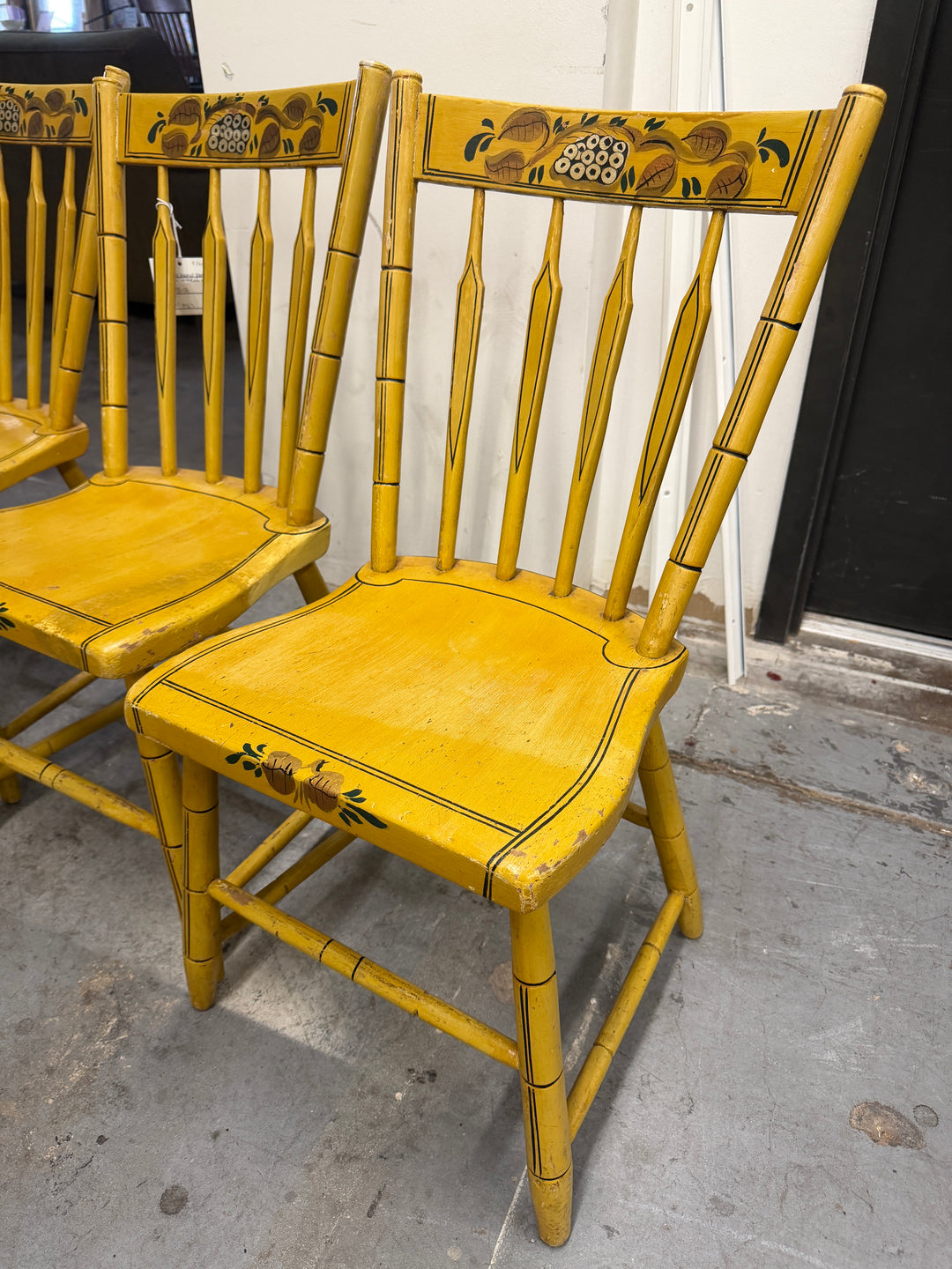Set of 4 Vintage Wooden Hand Painted Chairs
