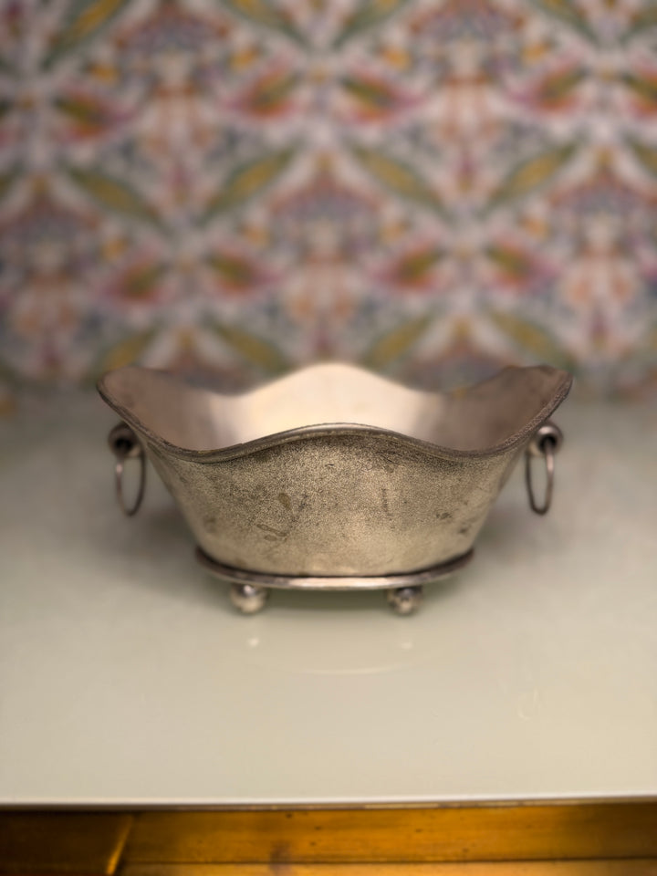 Pewter Footed Bowl with Ring Handles