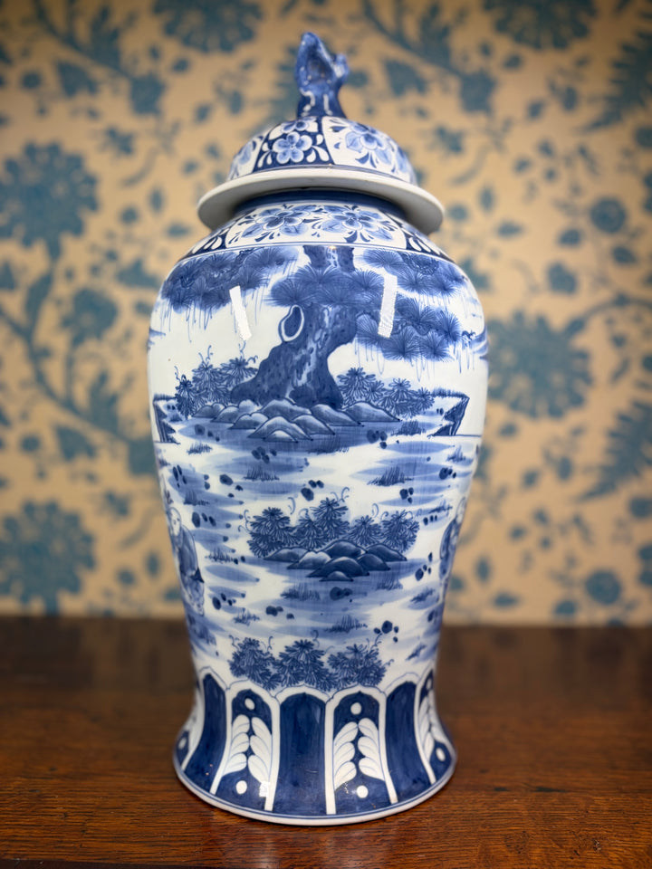 Blue and White Chinoiserie Urn