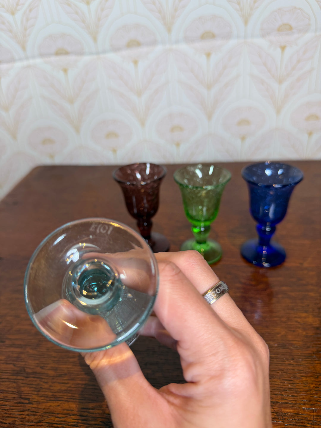 Set of 4 Multi-Colored Hand Blown Glasses