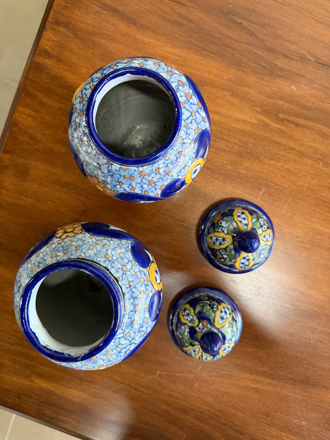 Set of 2 Stamped Mexico Ginger Jars
