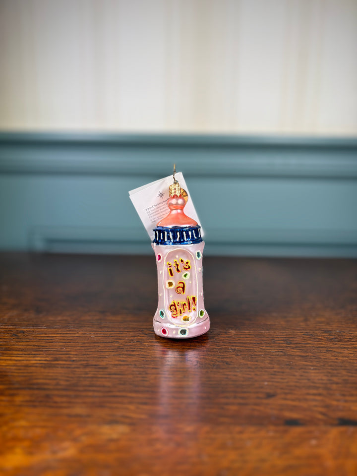 Christopher Radko “It’s a Girl!” Baby Bottle Ornament