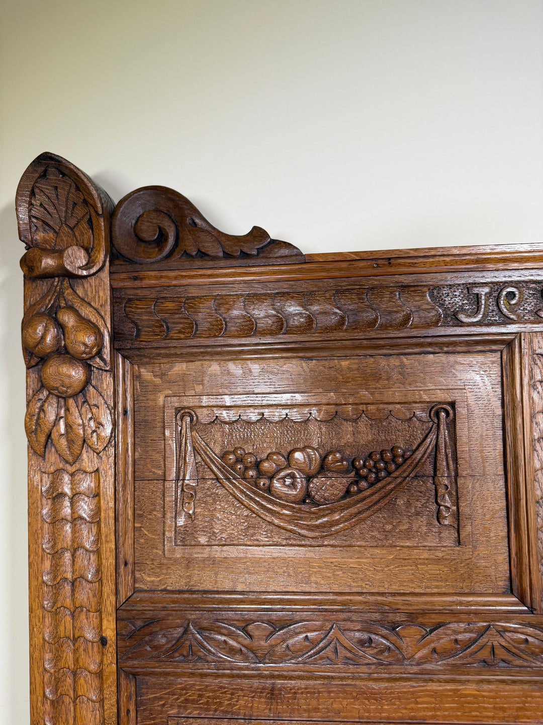 Antique Carved Oak Hall Bench