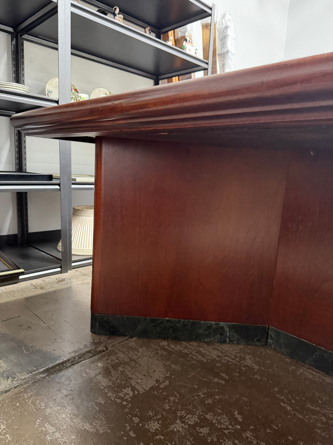 Verde Marble Table Encased in Mahogany Wood