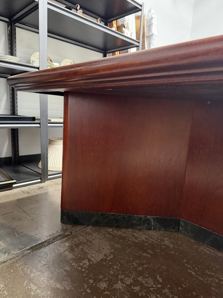 Verde Marble Table Encased in Mahogany Wood