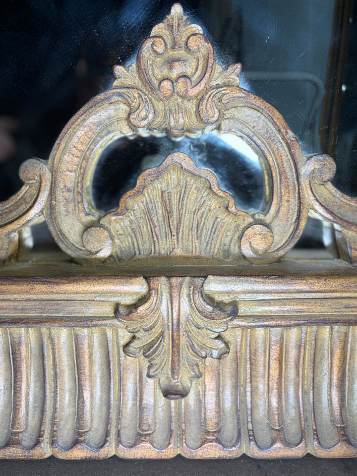 Large Ornately Carved Wood Wall Mirror