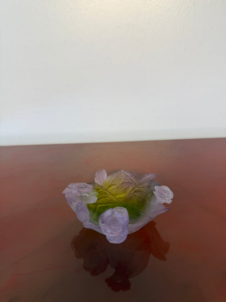 Daum Pate de Verre Rose Bowl