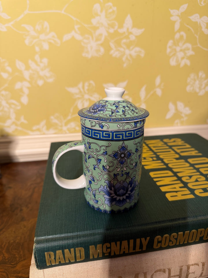 Green Hand Painted Tea Cup Mug