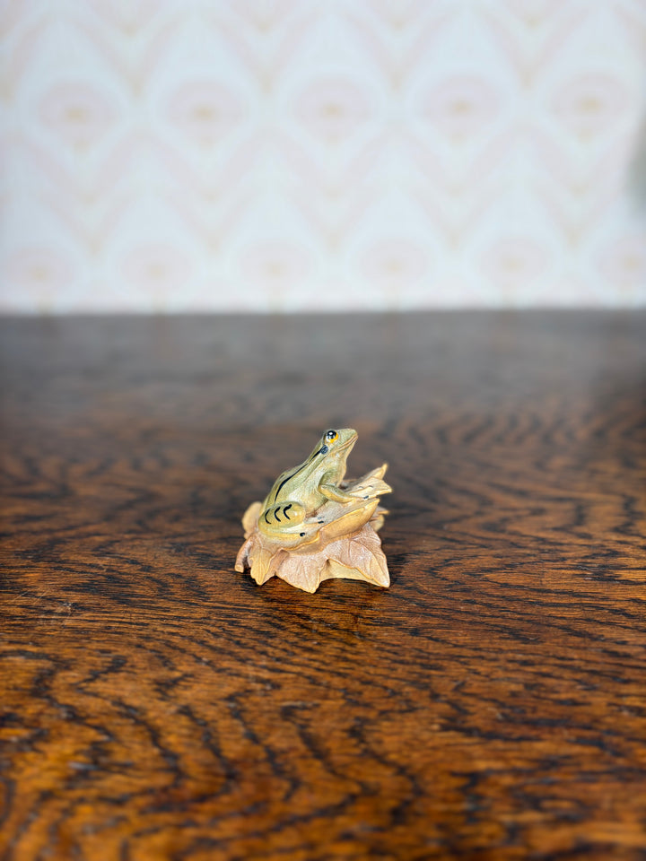 Hand Carved Wooden Frog