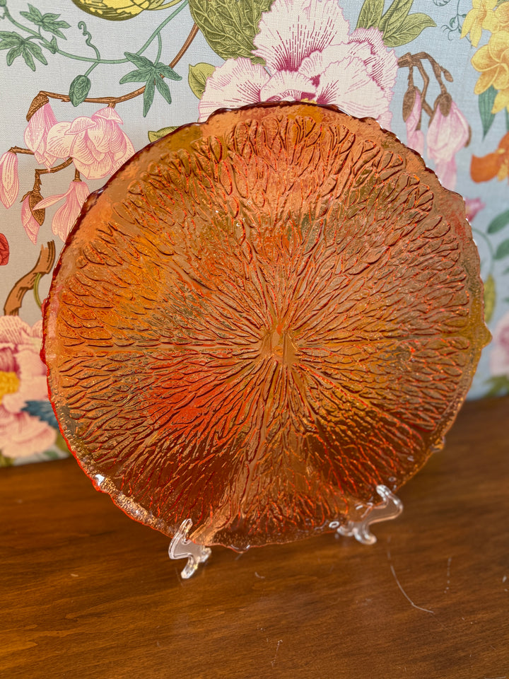 Williams Sonoma Citrus Orange Glass Chargers (Set of 4 in Original Box)