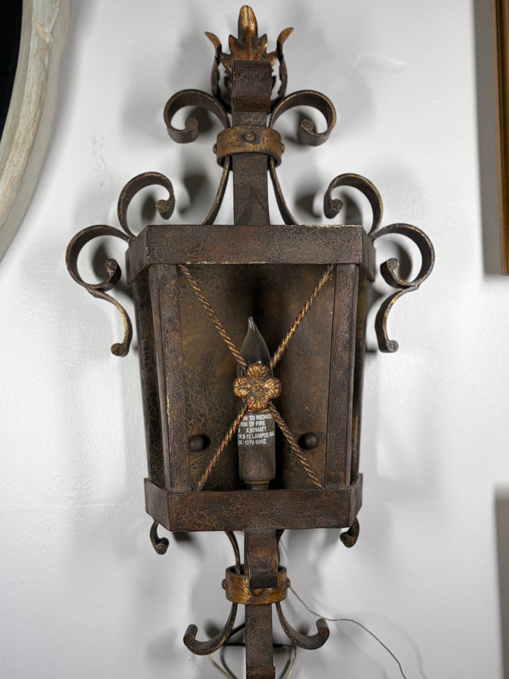Pair of Tall Wrought Iron Floor Torchère Lanterns